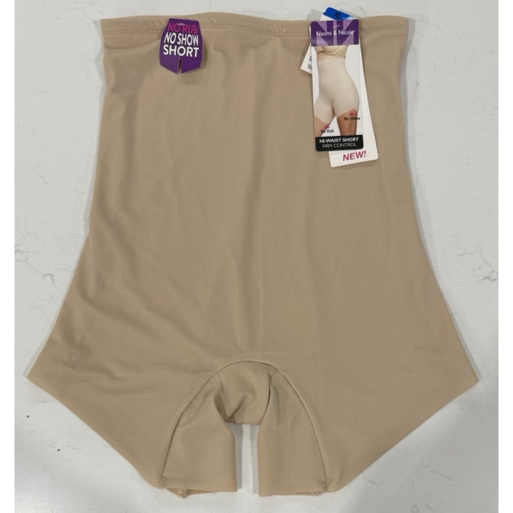 Naomi & Nicole Women's size XL No Rub No Show Beige Short High Waist Control NWT